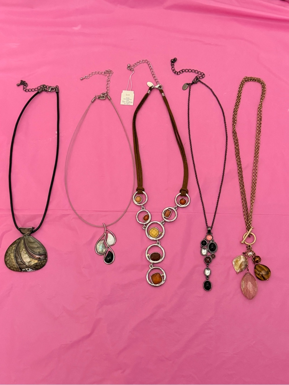 Lot of Assorted Statement Women’s Pendant Necklaces Set of 5
